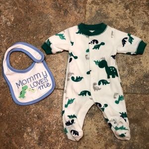 Preemie Dino Onesie + bib